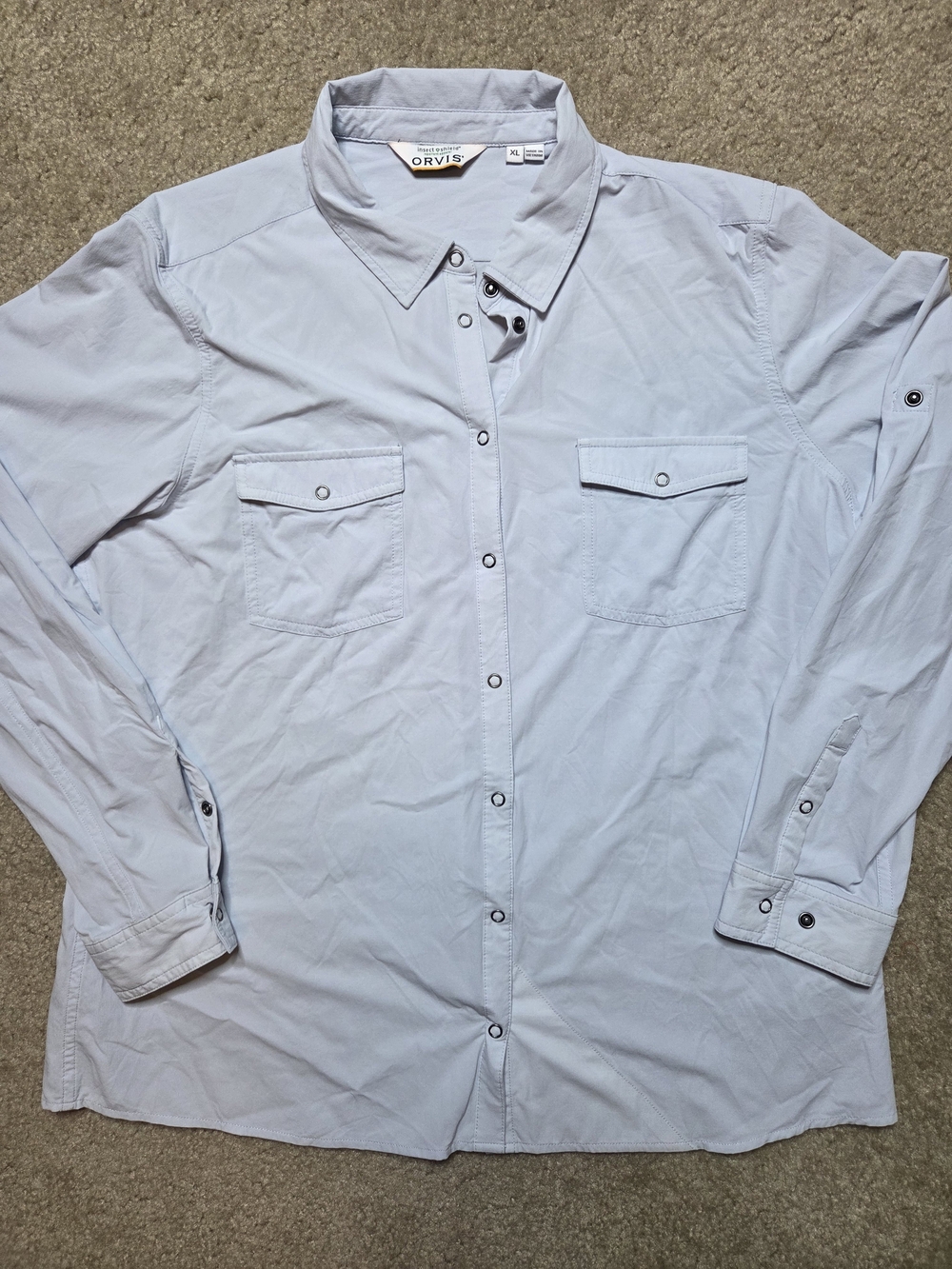 Orvis Insect Shield Blue Long Sleeve Button Up Womens Shirt XL